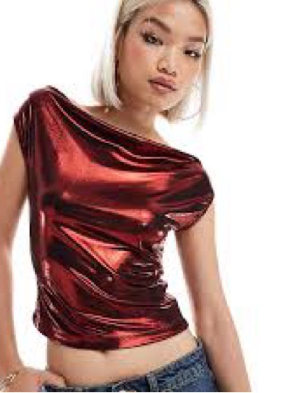 ASOS Metallic Cherry Red Draped Camisole